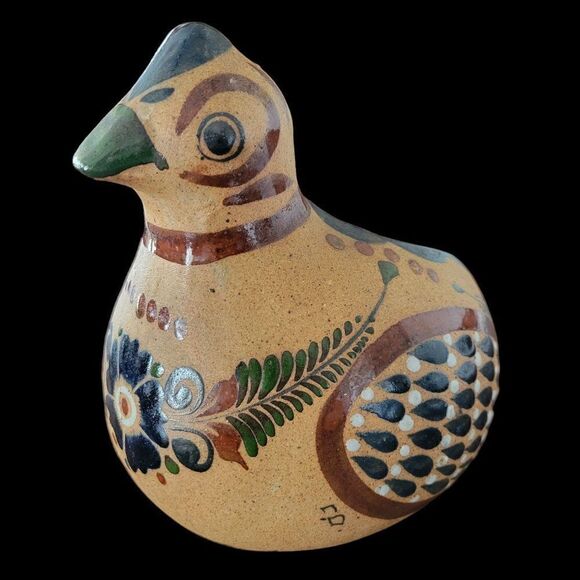 Vintage Signed Tonala Sandstone Pottery Bird Quail Planter - Picture 1 of 11